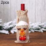 2 pezzi regalo di Natale bottiglia di vino sacchetto di copertura antipolvere decorazioni per la tavola (alce di tela da imballaggio)