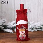 2 pezzi regalo di Natale bottiglia di vino sacchetto di copertura antipolvere decorazioni per la tavola (pupazzo di neve rosso)