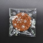 5 pacchetti Snowflake Christmas Candy Cookie Snack Bag Sacchetto regalo autoadesivo, dimensioni: 14x14 cm