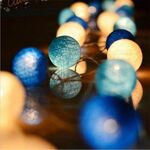 3 m 20 led palla di cotone luce stringa vacanza matrimonio festa di natale camera da letto luci fata luci a LED per esterni decorazione ghirlanda, alimentazione: spina europea (blu)