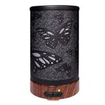 Umidificatore d'aria con motivo a farfalla Diffusore di olio essenziale Mist Maker Diffusore di lampada a LED colorato Purificatore d'aria per aromaterapia, Tipo di spina: Spina UE (nero)