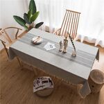 Rettangolo cotone lino nappe tovaglia da pranzo festa di matrimonio cucina decorazione della casa copertura della tavola, dimensioni: 140x180 cm (grigio)