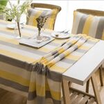 Tovagliolo di stoffa per tavolo da pranzo rettangolare a righe tavolo rotondo tavolo da pranzo, dimensioni: 135x300 cm (strisce gialle grigie)