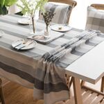 Asciugamano in tessuto di copertura per tavolo da pranzo rettangolare a righe tavolo rotondo tavolo da pranzo, dimensioni: 135x300 cm (strisce grigie)