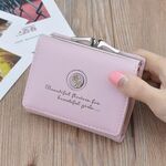 Portamonete pieghevole semplice mini fiori vintage corto donna (rosa)