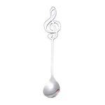 Cucchiaio creativo per note musicali, cucchiaio per mescolare il caffè, in acciaio inox, titanio, per musica, cucchiaio da bar, regalo (argento)