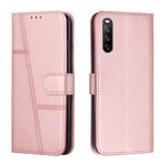 Per Sony Xperia 10 III / 10 III Lite Stitching Stitching Texture Fibbia Cassa del telefono in pelle (rosa)