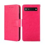 Per Google Pixel 6A Crystal texture custodia in pelle (Rose Red)