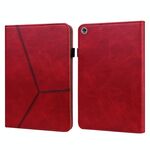 Per Huawei MediaPad M5 Lite 10.1 Custodia in pelle a righe in rilievo in rilievo (rosso)