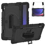 Custodia per tablet in silicone con contrasto per PC con rotazione a 360 gradi per Samsung Galaxy Tab S9 (nera)
