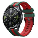 Per Huawei Watch GT 3 / GT 3 Pro cinturino verticale in silicone bicolore (verde scuro + rosso)