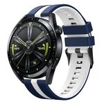 Per Huawei Watch GT 3 / GT 3 Pro cinturino verticale in silicone bicolore (blu scuro + bianco)