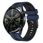 Per Huawei Watch GT 3 / GT 3 Pro cinturino verticale in silicone bicolore (blu scuro + nero)