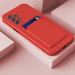 Per Samsung Galaxy A13 4G Skin Feel card Contrast Color Button TPU Case Telefono (Rosso)