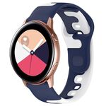 Per Samsung Galaxy Watch cinturino in silicone attivo da 20 mm a doppio colore (blu + bianco)