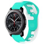 Per Samsung Gear S3 Classic / Frontier cinturino in silicone bicolore da 22 mm (ciano+bianco)