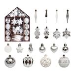 73 pezzi/set Ciondolo decorativo per albero di Natale, palla di Natale dipinta, colore: bianco argento