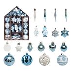 73 pezzi/set Ciondolo decorativo per albero di Natale, palla di Natale dipinta, colore: azzurro bianco
