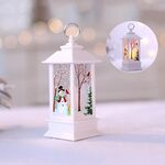 Decorazione da tavolo con lampada a LED a fiamma di simulazione natalizia con motivo pupazzo di neve bianco
