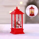 Decorazione da tavolo con lampada a LED a fiamma di simulazione natalizia con motivo Babbo Natale rosso