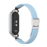 Cinturino per orologio intrecciato in nylon a due sezioni con testa in metallo per Xiaomi Smart Band 10/9/8 (blu nebbia)