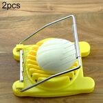 2 pezzi multifunzionale in acciaio inox uovo conservato uovo affettatrice fantasia splitter forniture da cucina utensili da taglio uova (giallo)