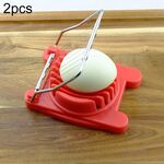 2 pezzi multifunzionale in acciaio inox uovo conservato uovo affettatrice fantasia splitter forniture da cucina utensili da taglio uova (rosso)