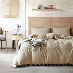 Set biancheria da letto principessa con federa decorativa in tessuto in microfibra lavato palla, dimensioni: doppia （una federa e una trapunta） (cachi)
