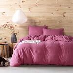 Set biancheria da letto principessa con federa in tessuto decorativo in microfibra lavato palla, dimensioni: re （due federa e una trapunta） (rosso ruggine)