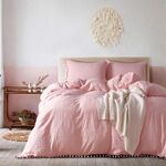 Set biancheria da letto principessa con federa in tessuto decorativo in microfibra lavato palla, dimensioni: re （due federa e una trapunta） (rosa)