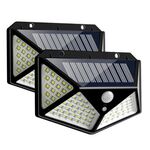 2 PCS 100 LED Lampada da parete a induzione solare per esterni da esterno, balcone, regolabile, illuminazione da giardino, piccolo lampione