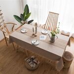 Tovaglia da pranzo rettangolare in cotone e lino con nappe, tovaglia da pranzo, cucina, decorazione della casa