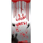 Adesivi per porte con impronte di mani insanguinate di Halloween da 2 m x 90 cm senza colla per decorazioni per feste