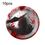 10 pezzi di stoviglie monouso per Halloween con impronte di sangue, decorazioni per feste horror, stile: piatti di carta da 9 pollici