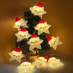 Stringa di luci natalizie USB LED Decorazione per finestre per feste Luce d'atmosfera, lunghezza: 1,5 m 10 luci (Babbo Natale stella)