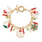 Braccialetto con ciondolo a forma di albero di Natale e Babbo Natale, stile: BR24Y0466-1