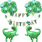 Dinosauro Tema Partito Set Set di compleanno Lettera Pull Bandiera Alluminio Pellicola Alluminio Paillettes Dinosauro Balloon Bambini Decorazione di Compleanno Decorazione (verde)