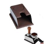 Acciaio inossidabile Silicone Espresso Coffee Tamper Stand Barista Tool Pad in polvere Hammer Pad (marrone)