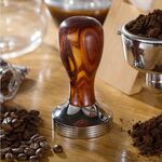 Polvere di caffè integrata con manico in legno massello in acciaio inossidabile, specifica: 58 mm, colore: manico in legno di sandalo rosso