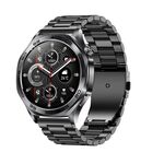 AK83 BT Call Smart Watch, supporta la pressione sanguigna/frequenza cardiaca/monitoraggio della salute sportiva (acciaio nero a 3 grani)