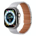 Cinturino magnetico in pelle PU per Apple Watch 46 mm / 49 mm / 45 mm / 44 mm (rosa bianco)