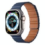 Cinturino magnetico in pelle PU per Apple Watch 46 mm / 49 mm / 45 mm / 44 mm (blu notte)