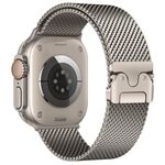 Cinturino per Apple Watch 46mm / 49mm / 45mm / 44mm xDfind Umbrella Buckle Think Milanese in acciaio inossidabile (color titanio)