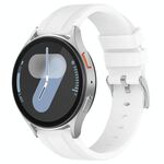 Cinturino per orologio in silicone con fibbia in acciaio tinta unita a testa piatta da 22 mm (bianco)