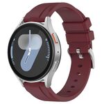 Cinturino per orologio in silicone con fibbia in acciaio tinta unita a testa piatta da 22 mm (rosso vino)