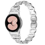 Cinturino per orologio in acciaio inossidabile con testa ovale in metallo con diamanti per Samsung Galaxy Watch 7 da 40 mm / 44 mm (argento)