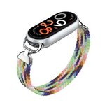 Cinturino per orologio in nylon intrecciato con testa in metallo per Xiaomi Smart Band 10/9/8, taglia: S (arcobaleno)