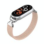 Cinturino per orologio in nylon intrecciato con testa in metallo per Xiaomi Smart Band 10/9/8, taglia: S (rosa colorato)