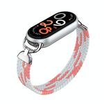 Cinturino per orologio in nylon intrecciato con testa in metallo per Xiaomi Smart Band 10/9/8, taglia: M (rosa e bianco)