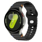 Cinturino in silicone con fibbia inversa cucita a grana ondulata per Samsung Galaxy Watch 7 da 40 mm / 44 mm (nero)